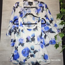 ALEX EVENINGS NEW Womens Floral Cami / Jacket Shimmer Watercolor 2 Piece Set PM