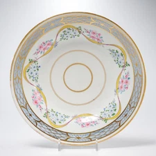 Coalport Antique Early 19th C Porcelain Periwinkle Ribbon Shallow Rim Soup Bowl