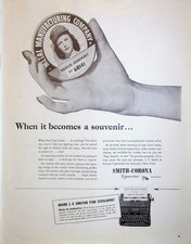 Original 1944 Vintage Print Ad: Smith-Corona Typewriter, When it Becomes a Souve