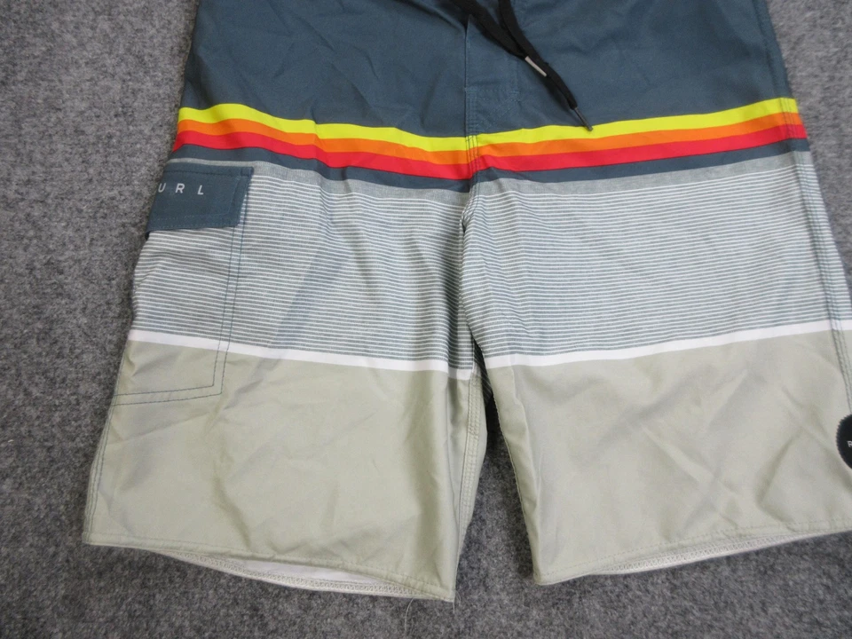 Pantalones Cortos de Tabla Rip Curl Para Hombres 28 Azul Gris Rayas Bloques de Color Surf Natación Cordón Foto 2 de 4