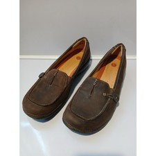 Clarks Unstructured Dark Brown Leather Slip On Loafers Womens Size 8