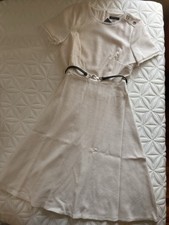 NWT Tommy Hilfiger Pearl Cream Belted Fringe-Trim Midi Dress US 8 Quiet Luxury