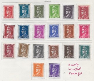 20 Croatia Stamps Nicely Hinged from Quality Old Antique Album 1943 1944