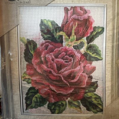 Printed needlepoint tapestry   20x25 Cm  Rto Kit With Floss Roses