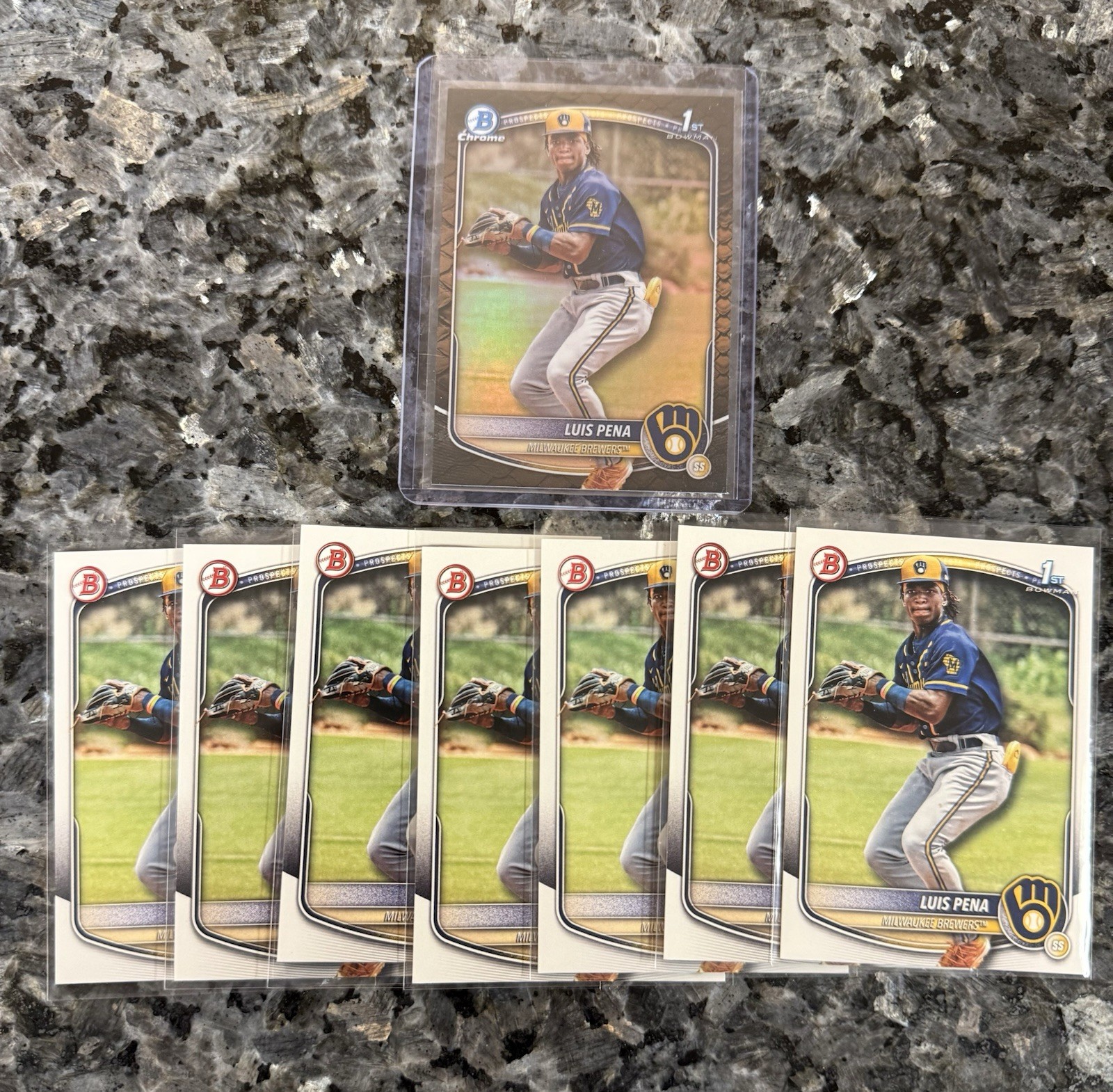 Luis Pena 2025 1st Bowman Paper Prospects #BP-38 & Reptilian Milwaukee Brewers