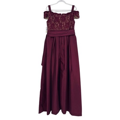 R&M Richards Women Merlot Nude Lace Off Shoulder Evening Gown Dress 2056  Size 12 | eBay