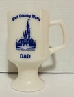 Vintage Milk Glass Dad Mug Walt Disney World Souvenir White Blue