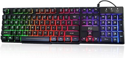Rii RK100+ RGB LED Backlit USB Wired Mechanical Feeling Gaming Keyboard