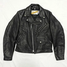 Schott Perfecto Double Rider Leather Jacket Black Size 36 USA Made Authentic