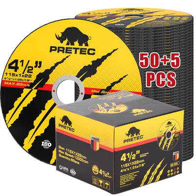 Cut off Wheels 4-1/2'', PRETEC 50+5 Pack Metal Cutting Wheel,Thin 4.5  Metal & St