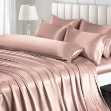 Ersmak 7 Pieces Satin Sheets Set Queen Size, Luxury Silky Champagne Satin Bed...