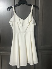 altar'd state Ruffle Skater Sleeveless Ivory Formal Mini Dress Women’s Small