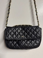Vintage Magid Black  Purse Quilted Black Leather Handbag Clutch Chain Strap