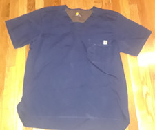 Unisex Carhartt Blue V Neck Pocket Scrubs Top Size Large