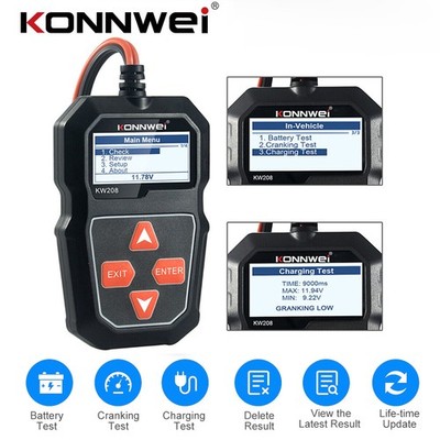 KW208 Car Battery Tester Charger Analyzer 12V 100-2000CCA For Car Truck Boat