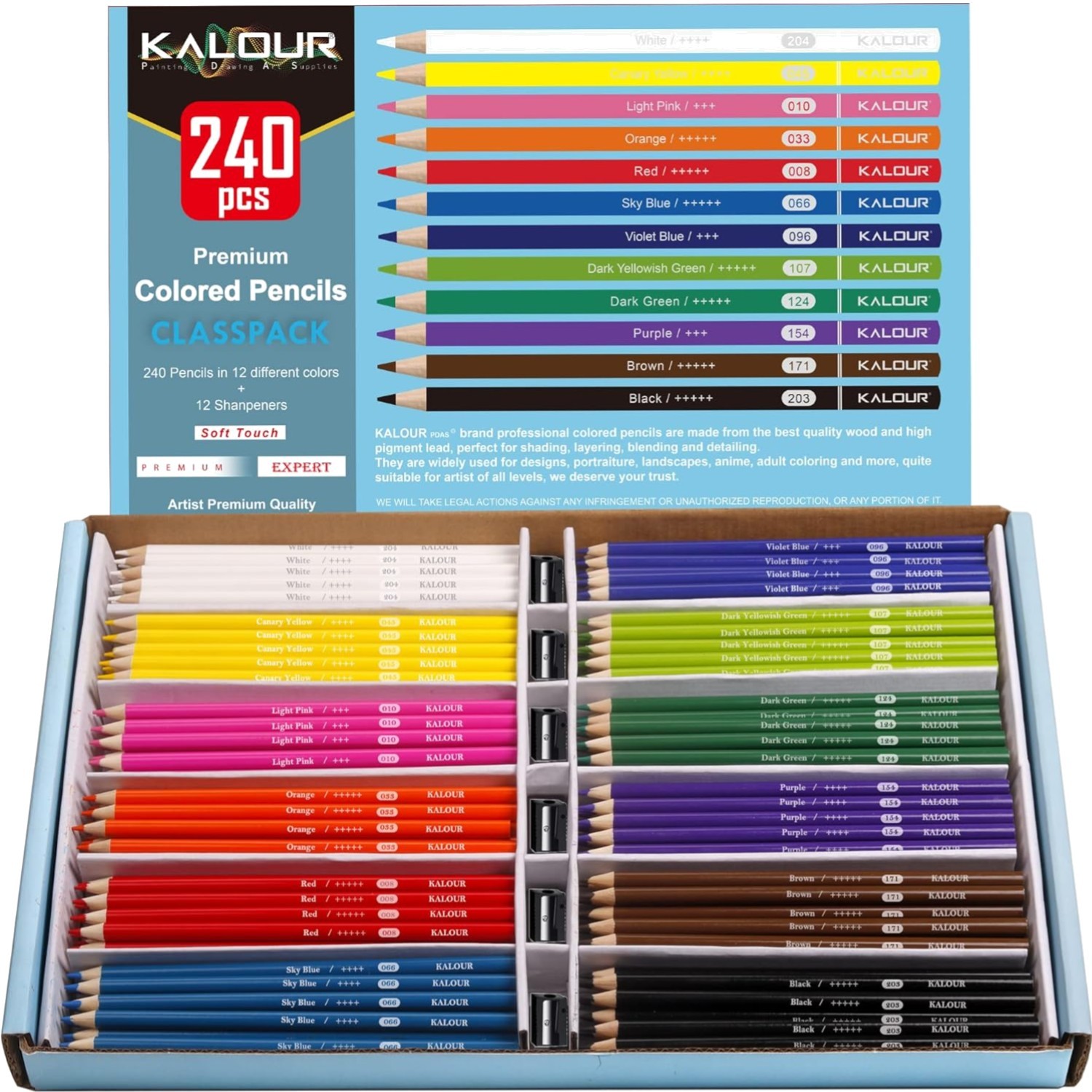 Bulk,12 Assorted Vibrant Colors,240 Count Total,school Class