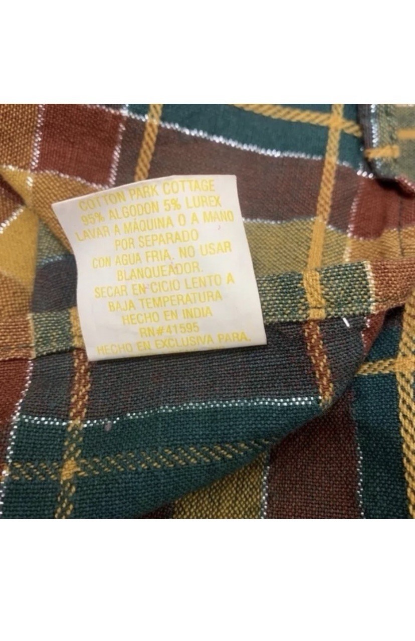 Cotton Park Cottage Plaid Glittery Tablecloth 68"Round Multi autumn decor