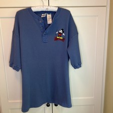 Vintage Disney Men  s Large Blue Thermal Henley Waffle Knit Mickey SS Shirt