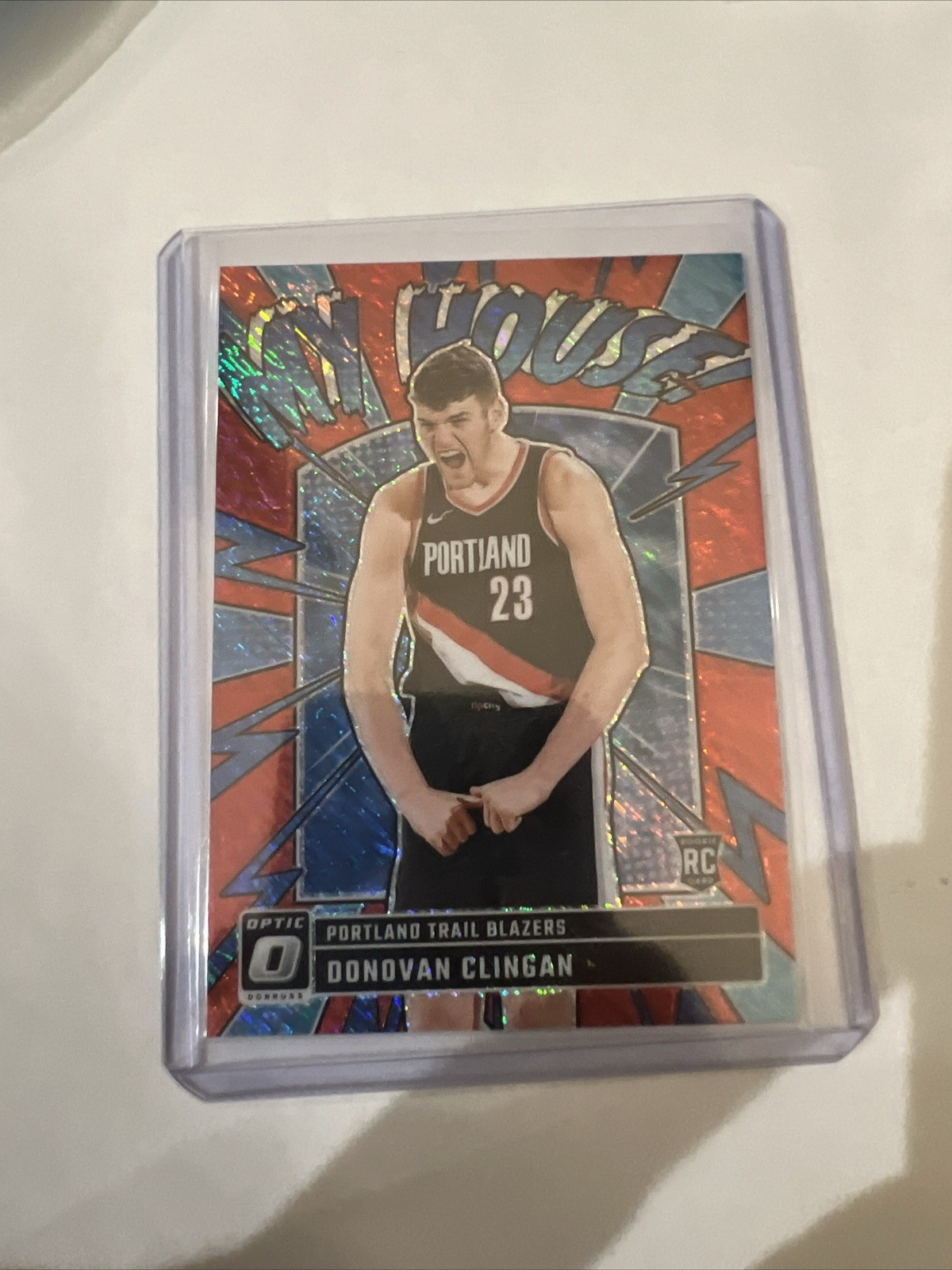 Donovan Clingan 2024/25 Donruss Optic #1 My House Red Shimmer /75 Trail Blazers