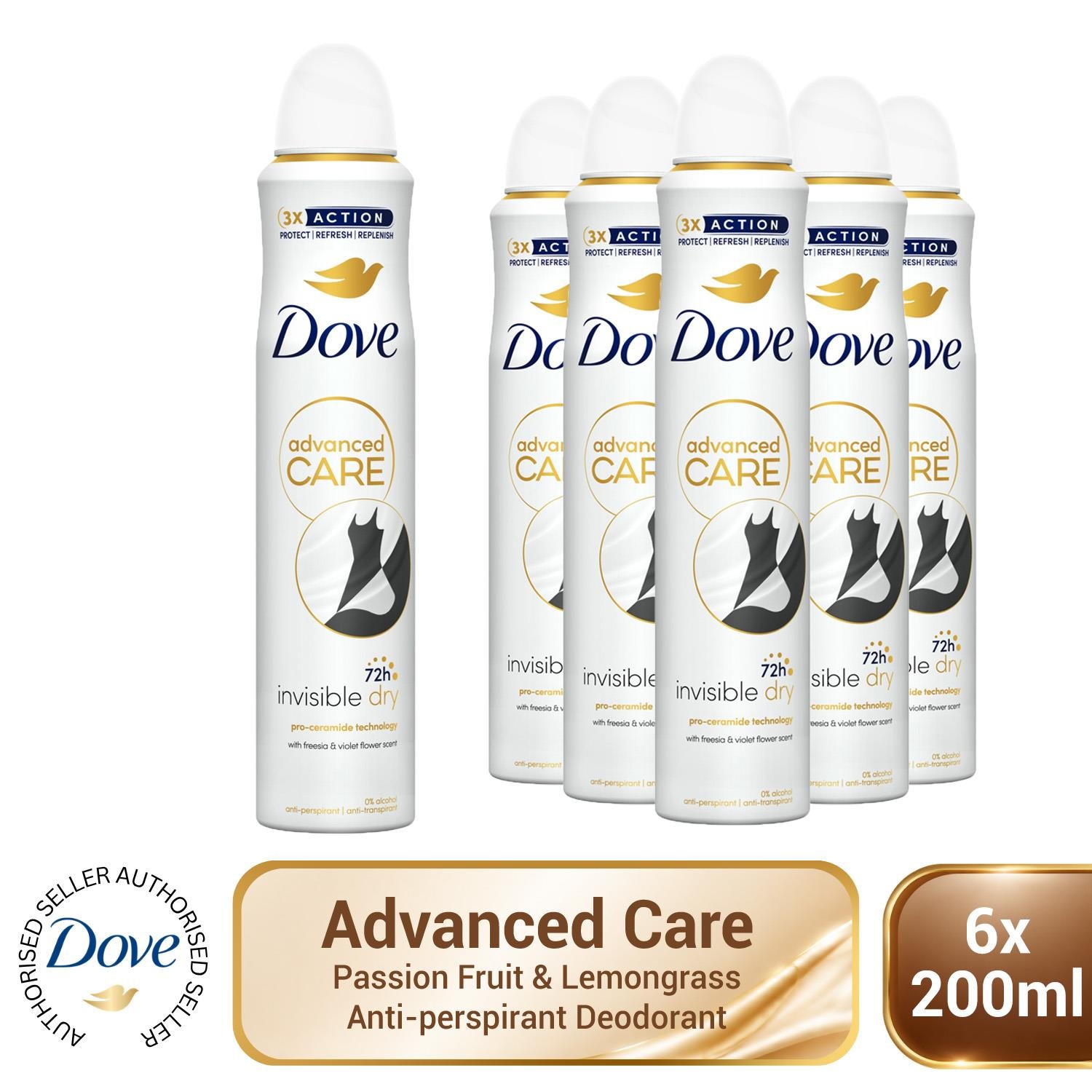 Dove Advanced Care Anti-perspirant Deodorant Invisible Dry 72H Control 3x200ml - Image 4