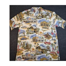 Vtg Barefoot in Paradise Men's Route 66 Hawaiian Shirt Made in USA XL Tall