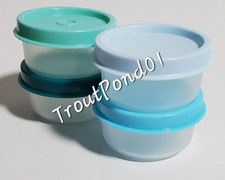Tupperware Smidgets Tiny Treasure Mini Bowls Set 4 Turquoise Ice Blue Mint Green