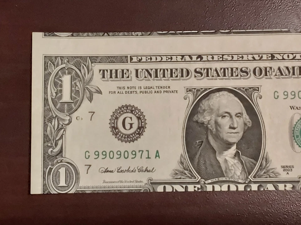 2003A $1 Bill UNC - Cutting Error Shows Part of NEXT NOTE! - Image 2 of 4