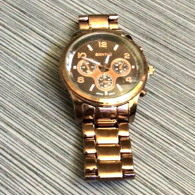 Santini Men's Watch Round Brown Dial Arabic Hours on Bronze Linked Band New!