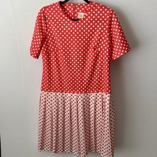Vintage 1960’s Holly Hill By Levin & Co Dress Red White Polka Dot Womens Size 14
