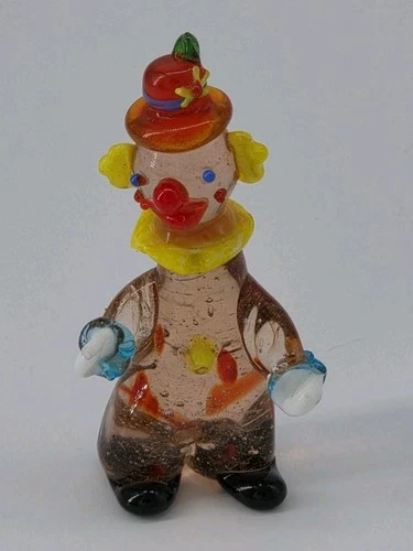 Murano Italy Art Glass Clown Figurine Vintage Hand Blown Venetian Collectible