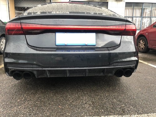 1 Pair Black Carbon Fiber Exhaust for Audi A6 A7 C8 Muffler s Exhaust Tips - Picture 10 of 21