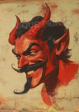 Two Stunning A4 Devil Art Prints - Vintage Style, Perfect for Collectors & Decor