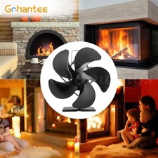 Heat Powered Fireplace Stove Fan 5-Blade Eco Ultra Quiet Stove Fan & Thermometer