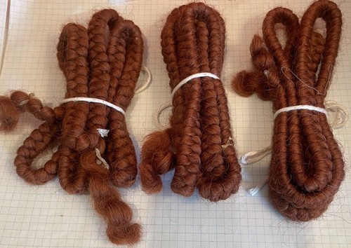 3 LOT of AUBURN Crepe Wool Hair 36” Theater Effects Makeup Mustache Beard Doll - Picture 2 of 3