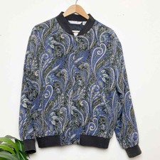 Vintage 100% Silk Paisley Blue Royalty Silks Italian Jacket Small