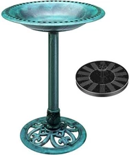 Garden Bird Bath Standing Pedestal Birdbath with Solar Power Fountain Pump Combo