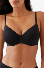 76 Wacoal 855451 Sleek Standard Unlined Underwire Bra, Black, Size 32DDD