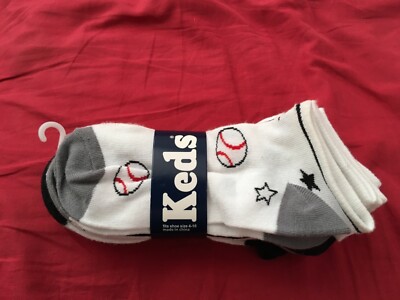 New Keds boys socks, fits shoe size 4-10, 5 pairs