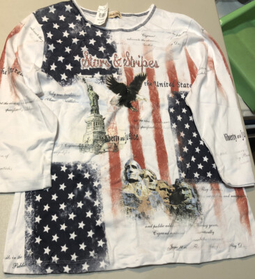 NWT Ladies Size 2XL Stars and Stripes Top