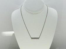 14k White Gold .61ctw Natural Diamond Bar Chain Link 16.5 to 17.5" Necklace