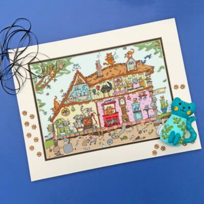 Bothy Threads Kreuzstich Set „Top Cat“ – Inkl. Stoff, Garn, Nadel & Zählmuster, Fertige Größe 14x27 Cm