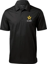 US Army Star Logo White Chest Print Textured Polo Shirt