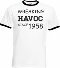 67th Birthday Gifts Presents Year 1958 Unisex Ringer T-Shirt Wreaking Havoc