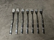Oneida Northland Seafood Cocktail Forks Lot of 7 MCM Emily Pattern 6”
