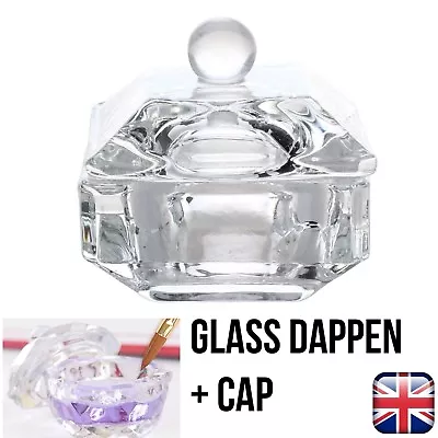 MYLEE GLASS DAPPEN DISH POT + CAP FOR MIXING ACRYLIC NAIL ART LIQUID POLISH POWDER