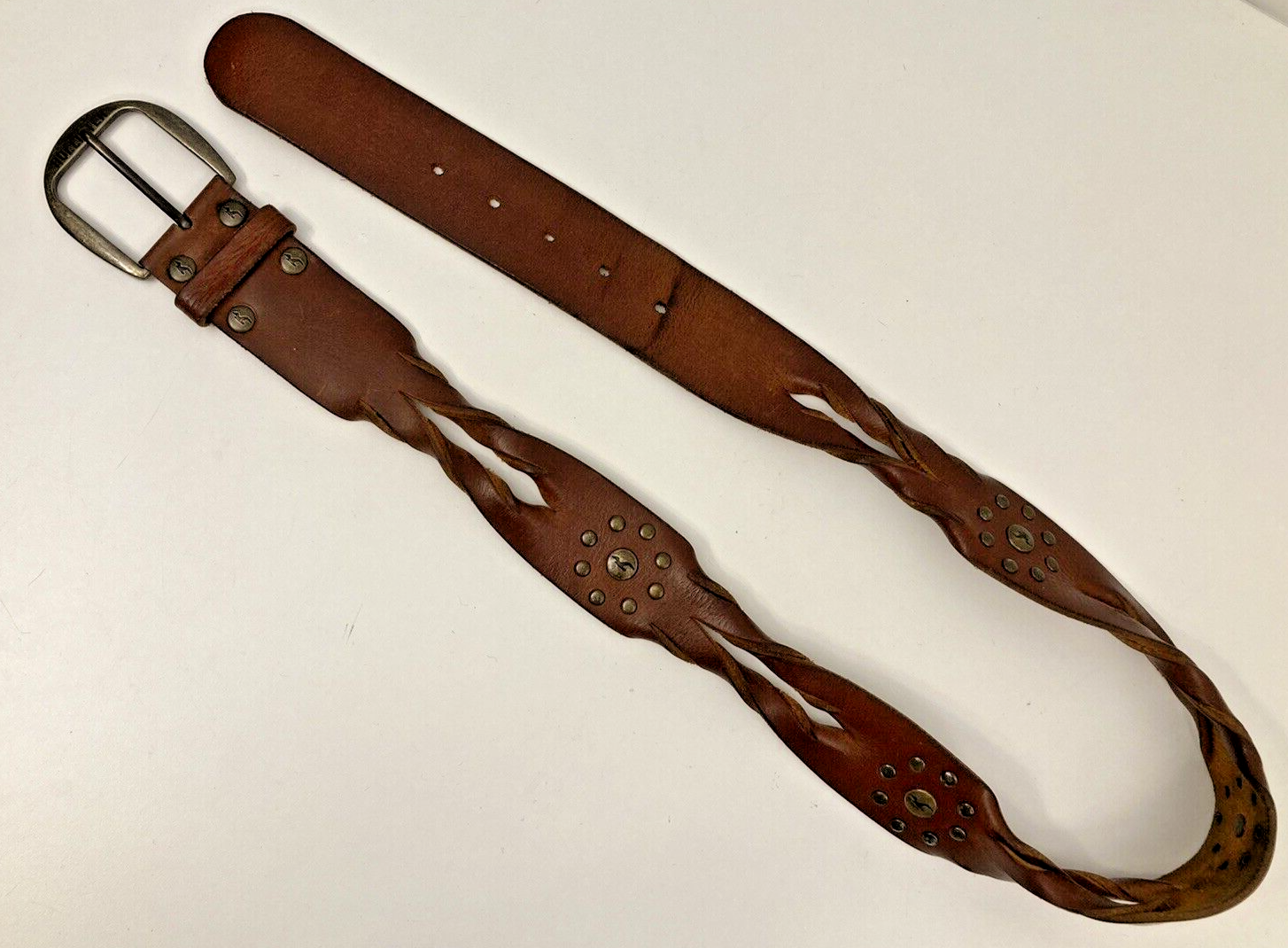 Hollister Small Braided Brown Leather Belt for Men and Women-image