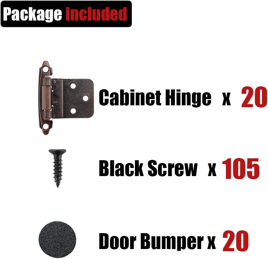 3/8 Inch Inset Door Hinges Oil Rubbed Bronze, 20 Pack 10 Pairs
