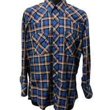 Vintage Miller Western Wear Shirt Men's Size 15.5 - 32 Plaid Pearl Snap