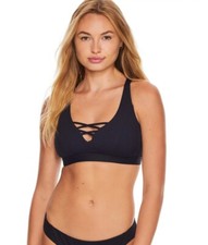 Becca by Rebecca Virtue BLACK Fine Line Bralette Bikini Swim Top, US Large
