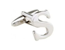 Mens initial letter silver alphabet cufflink cuff link wedding formal business 